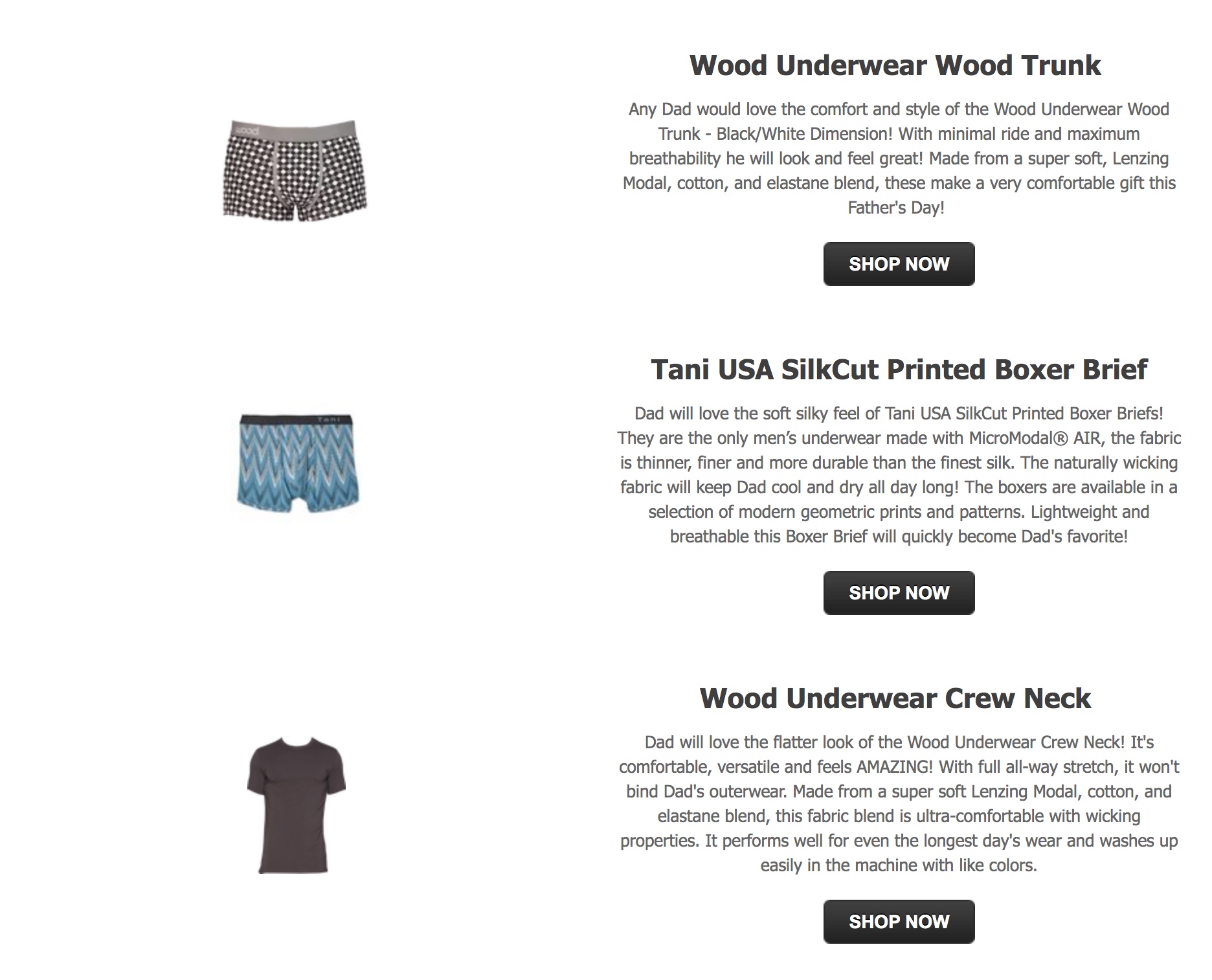 Fathers Day Gift Guide - Urban Milan - Wood Underwear